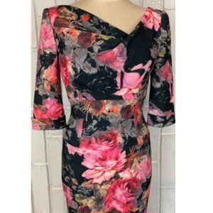 Black Halo Jackie O Pencil Sheath Draped Neck Sz 2